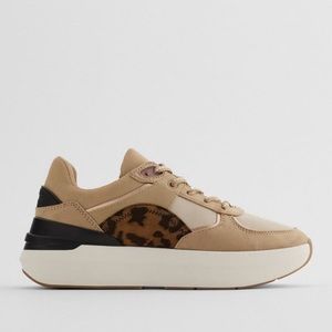 Zara animal print trim sneakers